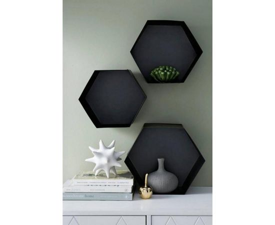 Plaukts sienas 4Living metāla 17x60x46cm melns Plaukti  