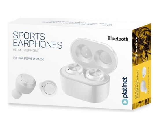 Platinet PM1085W Sporta & Gym Super-Fit TWS Bluetooth 5.0 Stereo Auztiņas ar HD Mik. uzlādes maku Balta