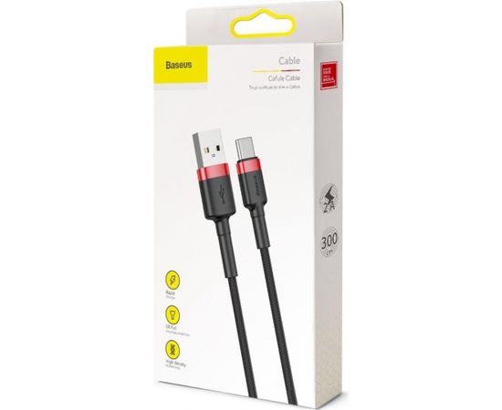 Baseus Cafule CATKLF-U91 USB-C datu un uzlādes vads 3A / PD / QC 3.0 / 300 cm melns