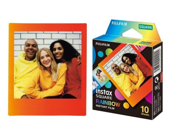 Fujifilm Instax Square Rainbow (10) Instant Film Quantity 10, 72 x 86 mm, 2.4 x 2.4" Image Area; 3.4 x 2.8" Print Size, For use with instax SQUARE Cameras
