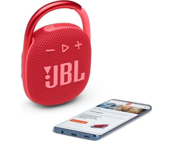 JBL ūdensizturīga portatīvā skanda ar karabīni, sarkans - JBLCLIP4RED
