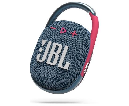 JBL ūdensizturīga portatīvā skanda ar karabīni, zila/rozā - JBLCLIP4BLUP