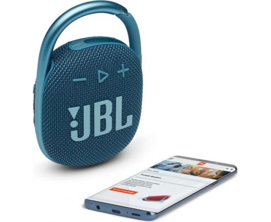 JBL ūdensizturīga portatīvā skanda ar karabīni, zila - JBLCLIP4BLU