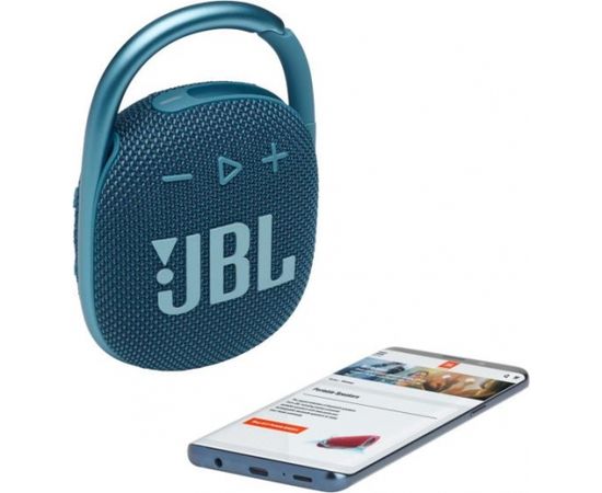 JBL ūdensizturīga portatīvā skanda ar karabīni, zila - JBLCLIP4BLU