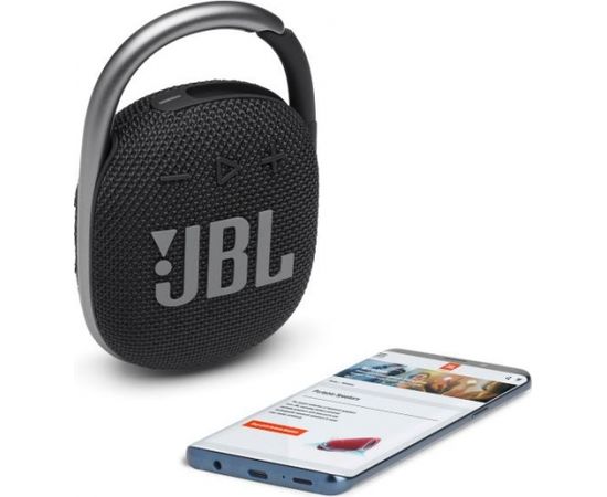 JBL ūdensizturīga portatīvā skanda ar karabīni, melna - JBLCLIP4BLK JBL Clip 4