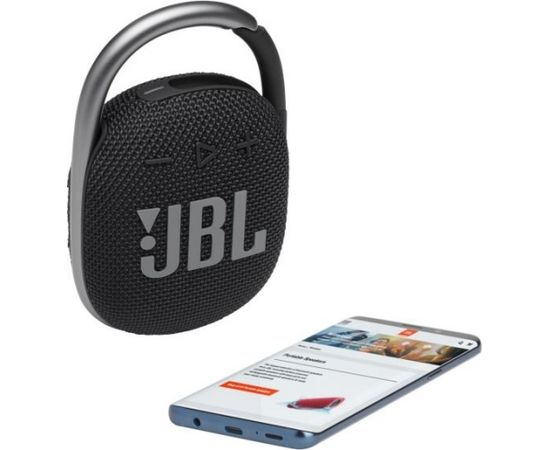 JBL ūdensizturīga portatīvā skanda ar karabīni, melna - JBLCLIP4BLK JBL Clip 4