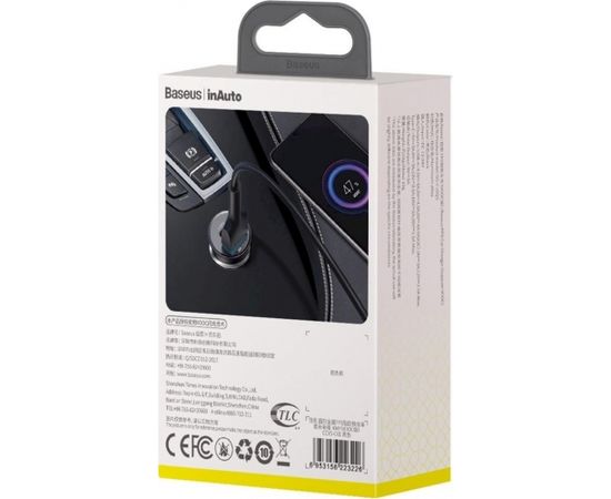 Baseus CCYS-C01 Автомобильная зарядка USB-C / USB / 3A / 30W / Quick Charge 3.0 Черная