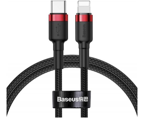 Baseus Cafule CATLKLF-91 USB-C -> Lightning Datu un Uzlādes vads 18W / PD 2.0 / 100 cm Melns - Sarkans