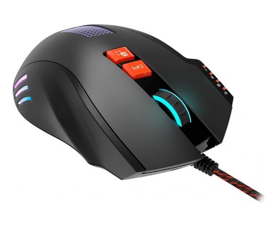 Canyon Wired Gaming Mouse with 8 programmable buttons, sunplus optical 6651 sensor, 4 levels of DPI default and can be up to 6400, 10 million times key life, 1.65m Braided USB cable