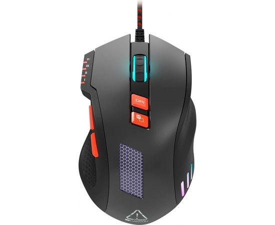 Canyon Wired Gaming Mouse with 8 programmable buttons, sunplus optical 6651 sensor, 4 levels of DPI default and can be up to 6400, 10 million times key life, 1.65m Braided USB cable