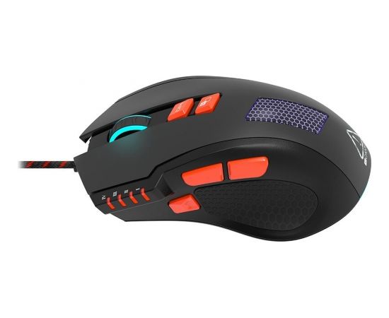 Canyon Wired Gaming Mouse with 8 programmable buttons, sunplus optical 6651 sensor, 4 levels of DPI default and can be up to 6400, 10 million times key life, 1.65m Braided USB cable