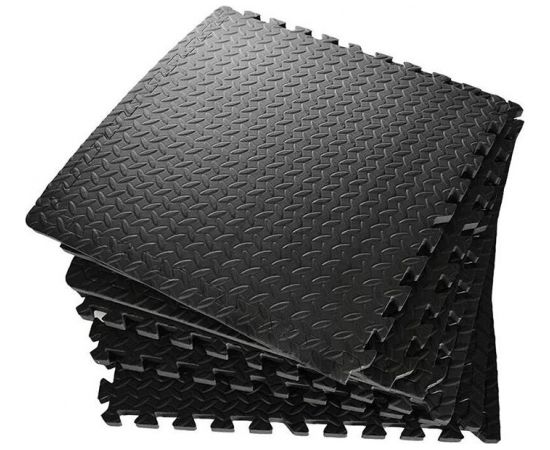 PROIRON Exercise Mats Floor Protection Interlocking Mat Black, EVA Foam, 61 x 61 x 1.9, 6 puzzle mats + edge pieces