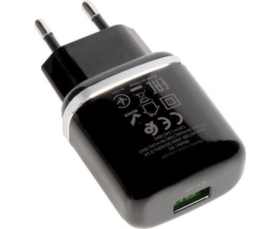 Hoco N3 tīkla lādētājs USB / 18W / 3A / Quick Charge 3.0 / melns