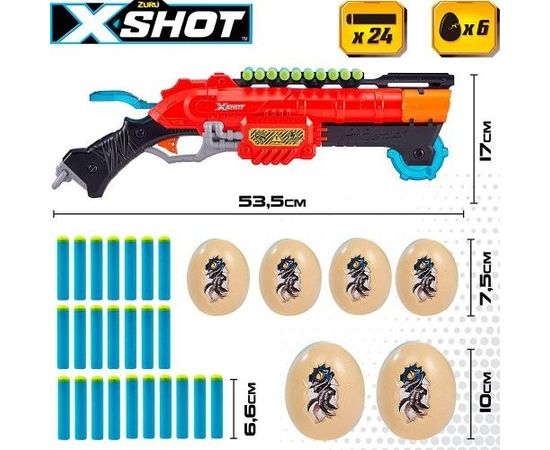 Pistole ar 24 porol. šautriņam, 6 olam līdz 27 m X-Shot Dino Attack ZURU 8 g+ CB46560