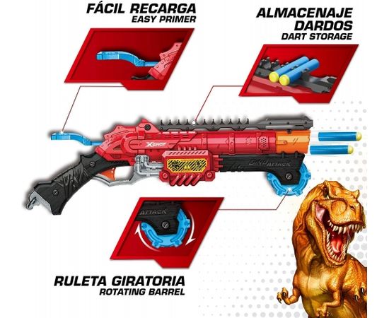 Пистолет с 24 порол. пулями, 6 яиц дальность до 27 метра X-Shot Dino Attack ZURU 8 g+ CB46560