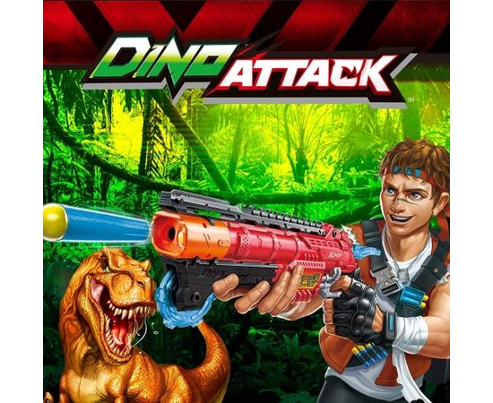 Пистолет с 24 порол. пулями, 6 яиц дальность до 27 метра X-Shot Dino Attack ZURU 8 g+ CB46560