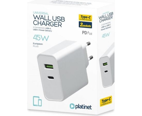 Platinet charger USB/USB-C 45W (PLCUPD45W)