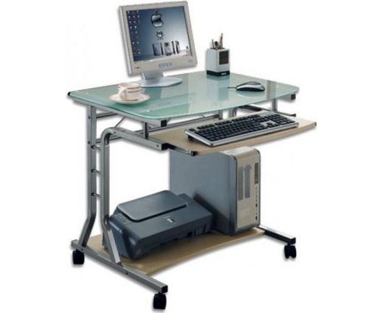 TECHLY Compact Desk for PC Metal Glass