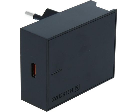 Swissten Premium 25W Samsung Super Fast Charging lādētājs ar 1.2 m USB-C uz USB-C kabeli Melns