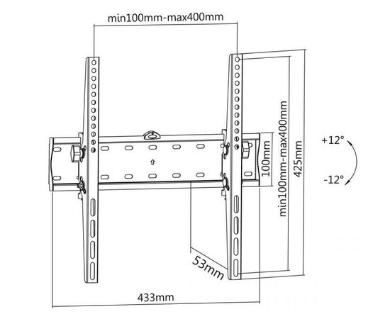Sienas turētājs LED/LCD/Plasma TV 32-55" (leņķis-12 grādiem)