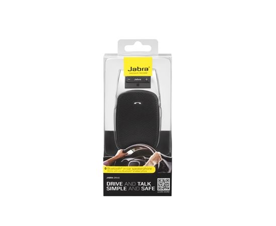 Jabra Bluetooth In-Car Speakerphone Drive Microphone mute, 100 g, Black, Talk time 20 h, A2DP, 720 h, 5.6 cm, 1.8 cm, 10.4 cm,