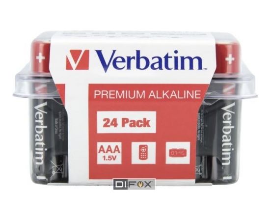 1x24 Verbatim Alkaline battery Micro AAA LR 03 PVC Box    49504