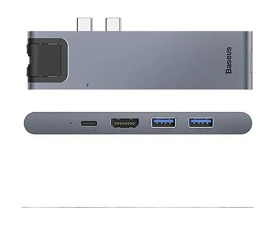 Baseus CAHUB-L0G 7 in 1 Приставка для MacBook / HDMI / 2 x USB 3.0 / USB-C / RJ45 / SD / Micro SD Thunderbolt C+ Datoru dokstacijas