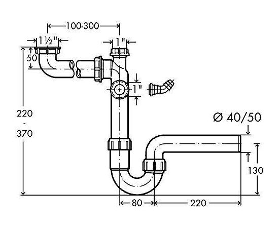 Viega PVC sifons 11/2"x50 ar veļas mašīnas pieslēgumu, speciālais modelis