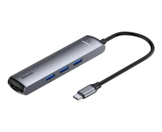Baseus CAHUB-J0G 6 in 1 Dok Stacija Priekš MacBook / 1 x HDMI / 3 x USB 3.0 / USB-C / RJ45 / PD