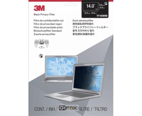 3M TF140W9B Privacy Filter for Touch Laptops 14  Wide