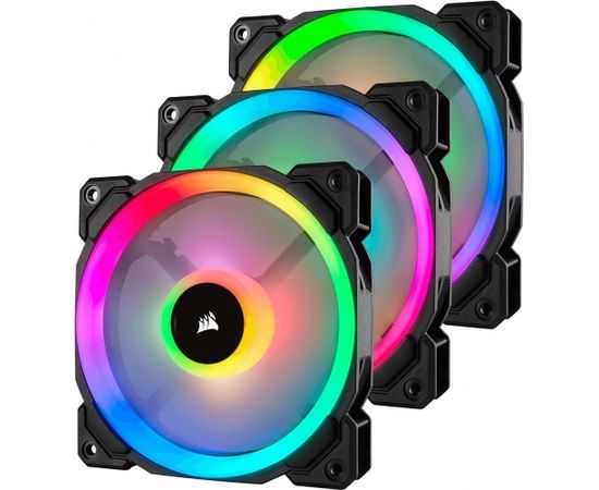 Corsair LL Series, LL120 RGB, 120mm Dual Light Loop RGB LED PWM Fan, 3 Fan Pack with Lighting Node PRO