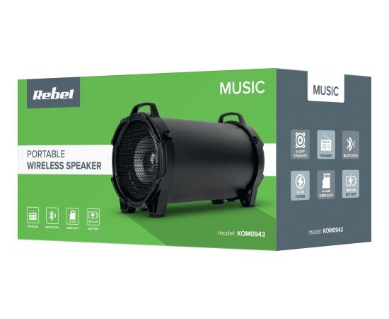 Rebel Bluetooth bezvadu skaļrunis ar Micro SD / Radio / USB / Melns