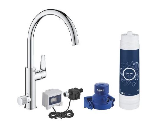 virtuves izlietnes maisītājs BauEdge ar filtru Grohe Blue, hroms Для кухни