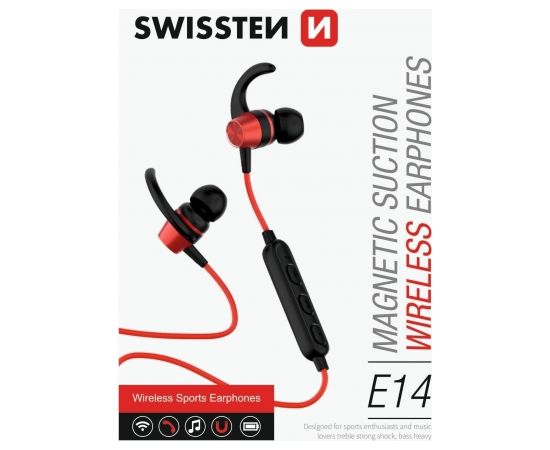 Swissten Active Wireless Bluetooth 4.2 Earphones / A2DP / AVRCP / HSP / HFP / Спортивные Наушники Красные