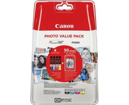 Canon CLI-551 Photo Value Pack C/M/Y/BK PP-201 10x15 cm 50 Sh.