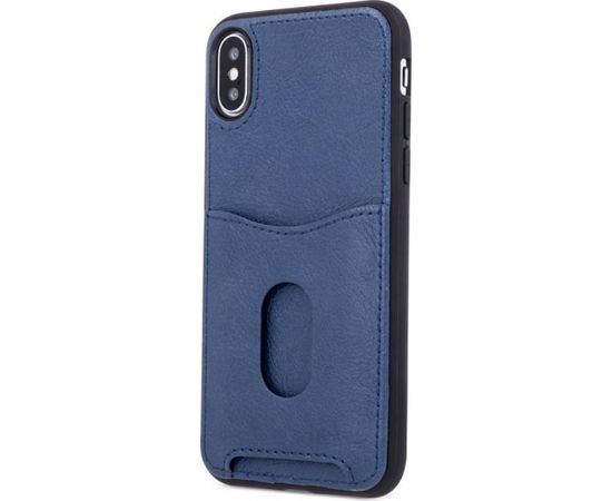 Mocco Smart Wallet Case Eko Ādas Apvalks Telefonam - Vizitkāršu Maks Priekš Apple iPhone X / XS Zils