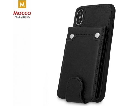 Mocco Smart Wallet Case Eko Ādas Apvalks Telefonam - Vizitkāršu Maks Priekš Apple iPhone XS Max Melns
