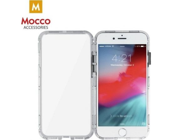 Mocco Double Side Case 360 Двухсторонний Чехол из Алюминия для телефона с защитным стеклом для Apple iPhone XR Прозрачный - Серебрянный