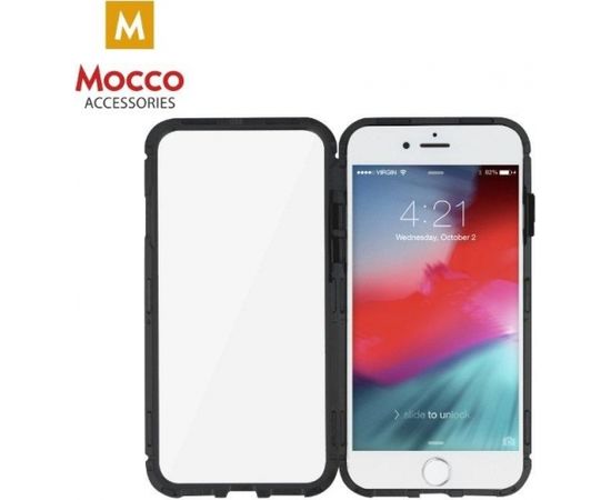 Mocco Double Side Case 360 Aluminija Apvalks ar Aizsargstiklu Telefonam Apple iPhone XS Max Caurspīdīgs - Melns