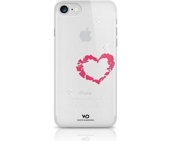 White Diamonds Lipstick Heart Aizmugurējais Plastikāta Apvalks ar Swarovski Kristāliem Priekš Apple iPhone 6 / 6S Caursīdīgs