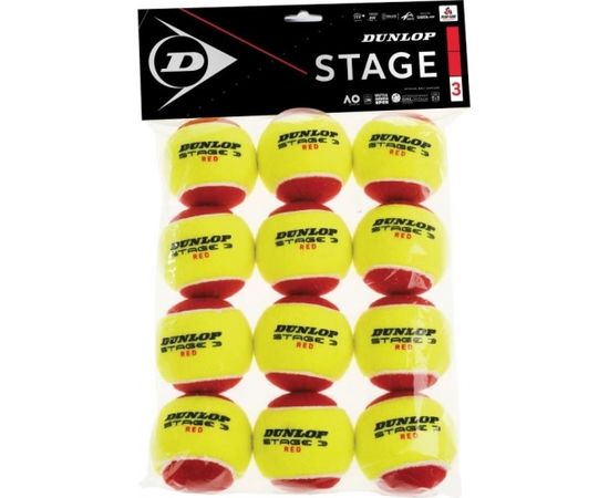 Tennis balls Dunlop STAGE 3 RED 12-polybag ITF