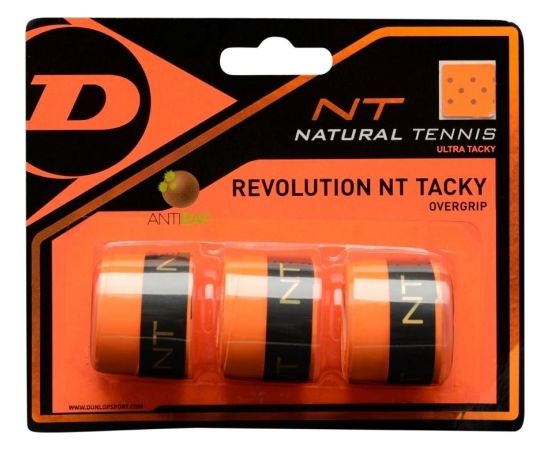 Tennis racket overgrip Dunlop REVOLUTION NT TACKY 0.6mm orange 3-blister