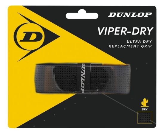 Tennis racket replacement grip Dunlop VIPERDRY blister black1 per pack.