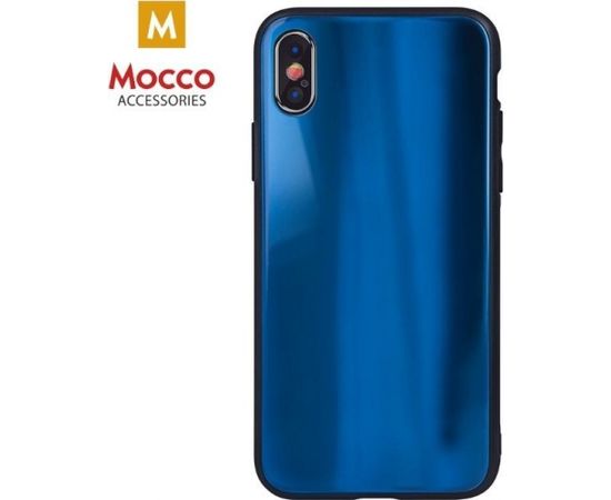 Mocco Aurora Glass Silikona Apvalks Priekš Apple iPhone XS Max Zils