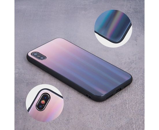 Mocco Aurora Glass Silikona Apvalks Priekš Apple iPhone XS Max Brūns - Melns