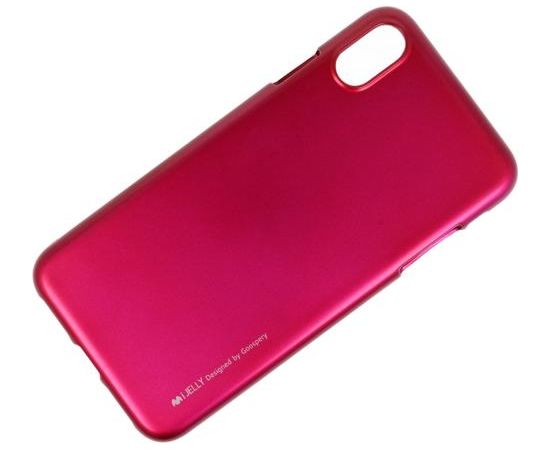 Mercury i-Jelly Back Case Izturīgs Aizmugurējais Silikona Apvalks Ar Metālisku Spīdumu Priekš  Apple iPhone XS MAX Rozā