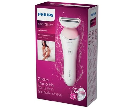 Philips SatinShave BRL140/00 Wet use, Rechargeable, Charging time 8 h, Lithium-ion, Number of shaver heads/blades 1, White/ pink