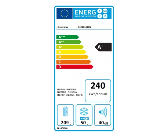 ELECTROLUX EJ2801AOX2 ledusskapis 159cm