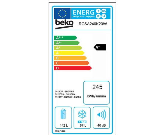 Beko RCSA240K20W 153cm Ledusskapis Balts Ledusskapji