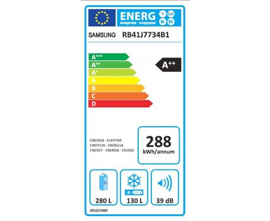 Samsung RB41J7734B1 ledusskapis, Brīvi stāvošs 410L A++ Melns